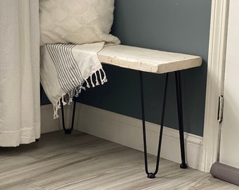 Handmade Entryway Bench Rustic Country Farmhouse Real Distressed Wood Black Hairpin Legs Industrial 18" - 72", Multiple Colors & Sizes