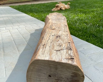 Reclaimed "Chunky Boy" Hand Hewn Oak Beam 48.75" L x 11" D x 7.5" H One of a Kind Mantle Shelf over 100 yrs old Natural Finish