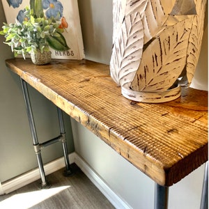 Handmade Entryway Console Table Rustic Country Farmhouse Real Distressed Wood Industrial Pipe Legs 2495, Multiple Colors & Sizes image 4