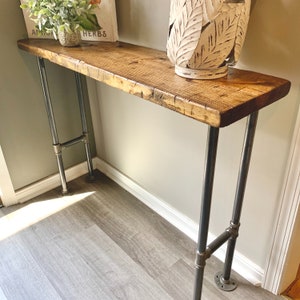 Handmade Entryway Console Table Rustic Country Farmhouse Real Distressed Wood Industrial Pipe Legs 2495, Multiple Colors & Sizes image 3