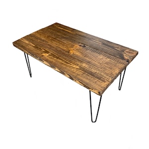 Handmade Coffee Table Rustic Country Farmhouse Real Distressed Wood Black Hairpin Legs Industrial Barn Multiple Colors & Sizes