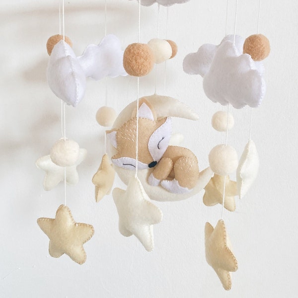 Babymobile Fuchs, Mobile Filz, Babymobile Beige, Babymobile Junge, Babymobile Mädchen, Babymobile Natur Filz, Schlafender Fuchs