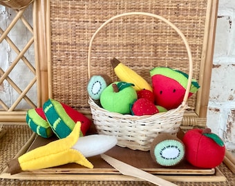 Play food fruit, felt fruits, play fruits, felt fruit, felt apple banana, shop accessories, play kitchen accessories, felt strawberries kiwi