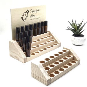 Modern Roller Bottle Display for 10 ml Bottles - Multiple Sizes with Back Option - 21 mm Hole Diameter