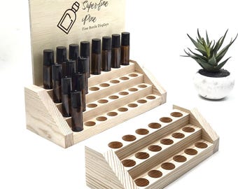 Modern Roller Bottle Display for 10 ml Bottles - Multiple Sizes with Back Option - 21 mm Hole Diameter