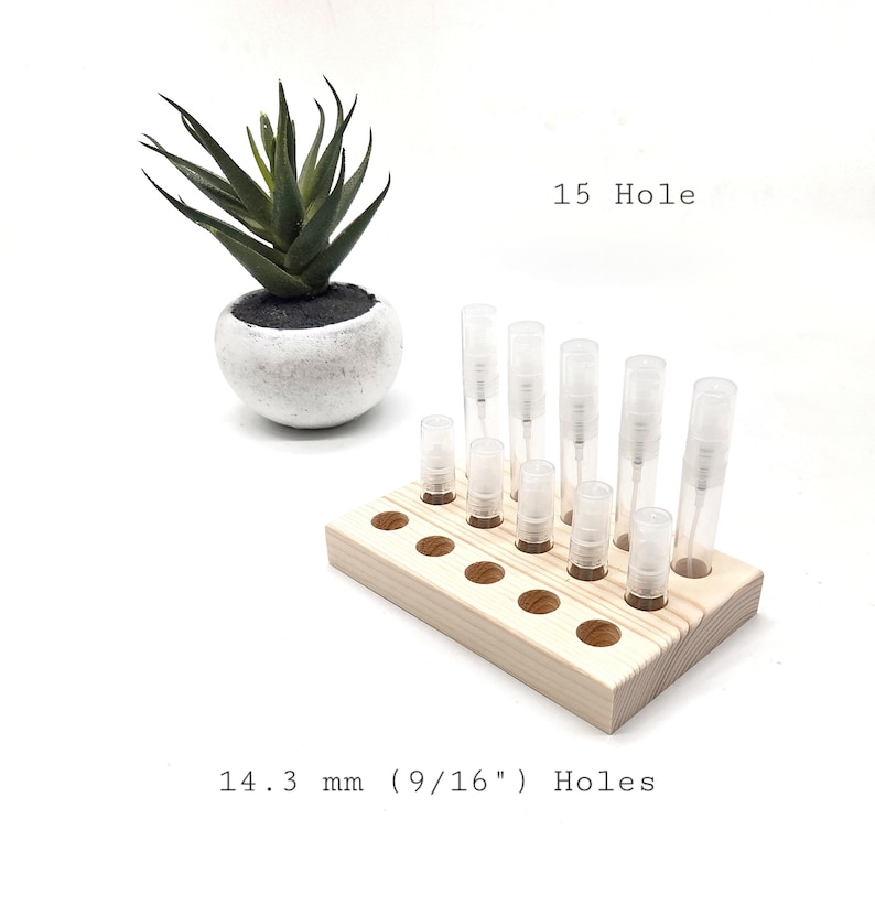 Perfume Sample Holders - Fragrance Organizer - Atomizer Storage - 2-10 ml Vials - Multiple Sizes 14.3 mm 15 Hole