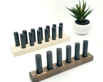 Lip Balm Displays for 0.15 oz Plastic Tubes - 1 or 2 Row - Offset Holes - 17 mm Holes