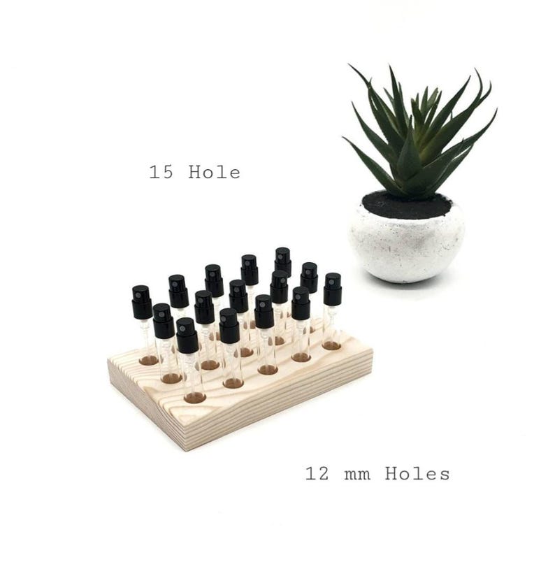 Perfume Sample Holders - Fragrance Organizer - Atomizer Storage - 2-10 ml Vials - Multiple Sizes 12 mm 15 Hole