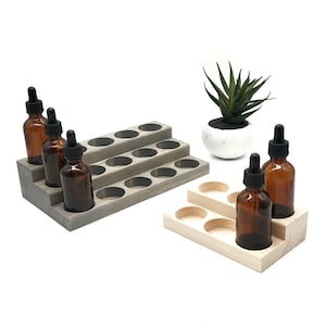 2 oz Tiered Glass Bottle Racks - For Essential Oils, Beard Oils and More - Multiple Sizes - 40 mm or 1 9/16" Hole Diameter