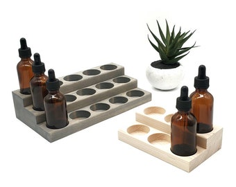 2 oz Tiered Glass Bottle Racks - For Essential Oils, Beard Oils and More - Multiple Sizes - 40 mm or 1 9/16" Hole Diameter