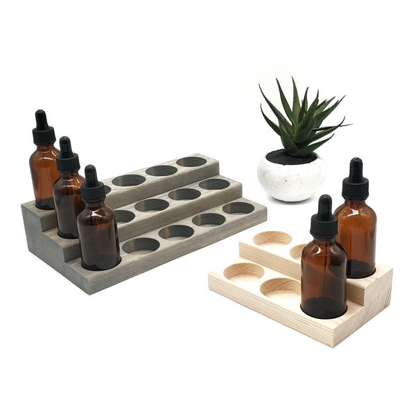 2 oz Tiered Glass Bottle Racks - For Essential Oils, Beard Oils and More - Multiple Sizes - 40 mm or 1 9/16" Hole Diameter