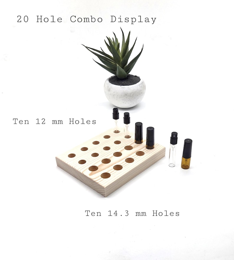 Perfume Sample Holders - Fragrance Organizer - Atomizer Storage - 2-10 ml Vials - Multiple Sizes 20 Hole Combo