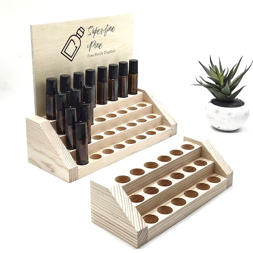 Modern Roller Bottle Display – Tiered Display for 10 ml Bottles - 21 mm Holes