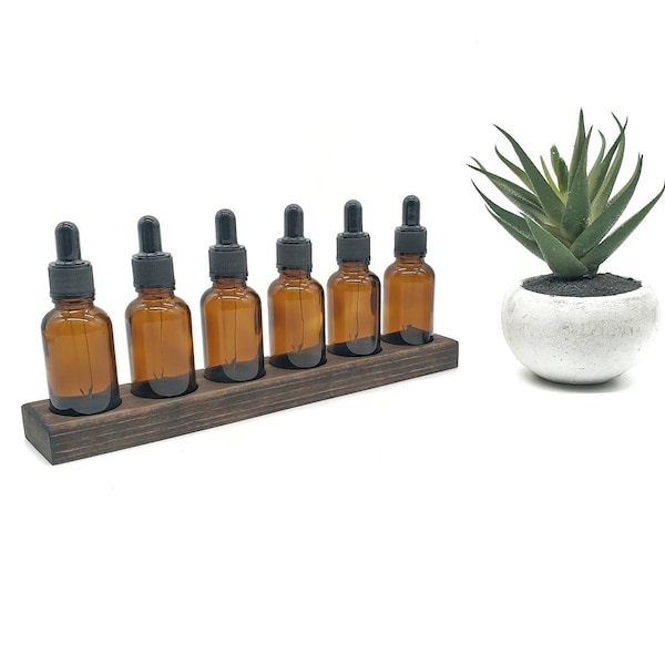 30 ml (1 oz) Glass Bottle Rack - 3-8 Hole - For Essential Oils, Beard Oils, Boston Rounds and More - 34 mm or 1 3/8" Hole Diameter