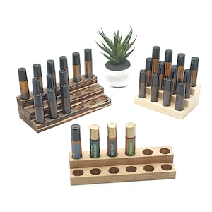 Multiple Sizes! 10 ml Tiered Roller Ball Bottle Racks - 2, 3 & 4 Tier: 4-32 Holes - 21 mm Holes