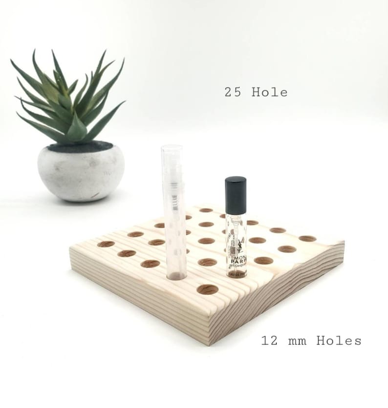 Perfume Sample Holders - Fragrance Organizer - Atomizer Storage - 2-10 ml Vials - Multiple Sizes 12 mm 25 Hole