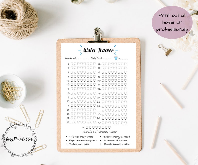 Monthly Water Tracker Printable