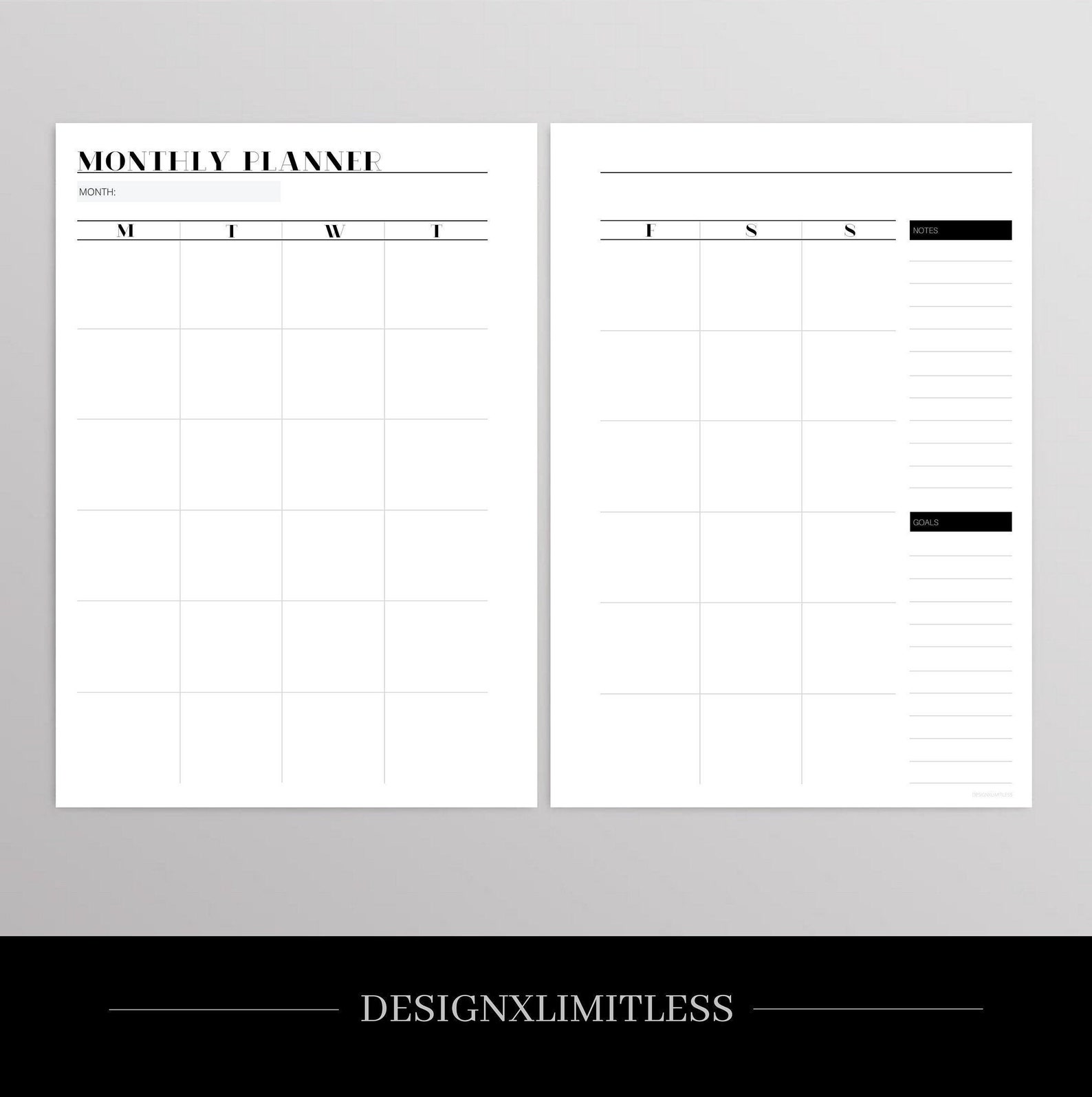 Month on Two Pages A5 Printable Monthly Planner Monthly - Etsy