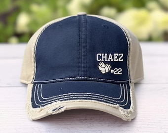 Gorra de voleibol bordada para mamás, con nombre y número personalizados.