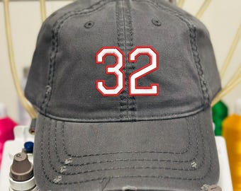Custom Number Distressed Baseball Cap: Personalized Sports Fan Gift