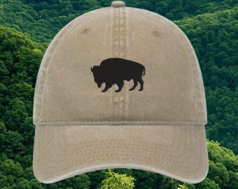 Buffalo Hat, Buffalo Baseball Cap, Bison Hat, Ranch Life hat , Wyoming Dad Hat, Montana Dad Hat, Wild Animal Hat, Buffalo Ranch hat