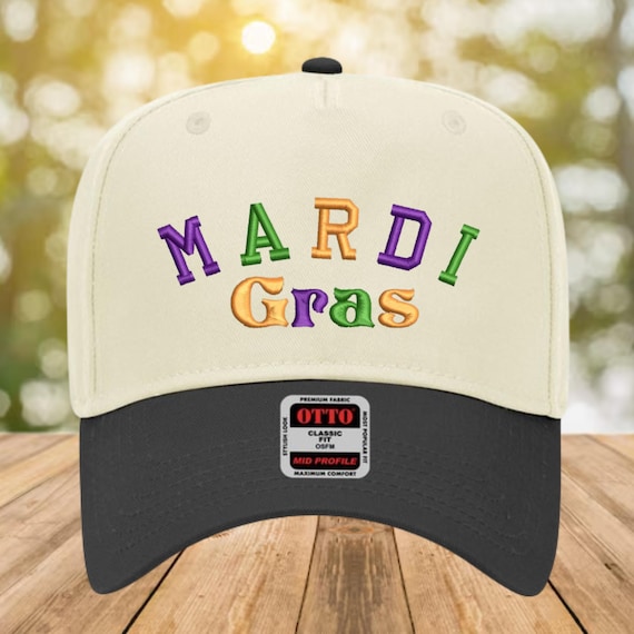 Found Embroidered Baseball Cap in Cream with Purple Lettering HEADWEAR main image 4