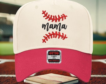 Baseball Mama Trucker Hat: Embroidered Two-Tone 5-Panel Cap