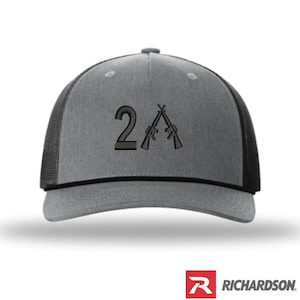 2A Embroidered Trucker Hat,Pro Second Amendment Richardson 112 Cap, Patriotic Gun Rights Hat for Men