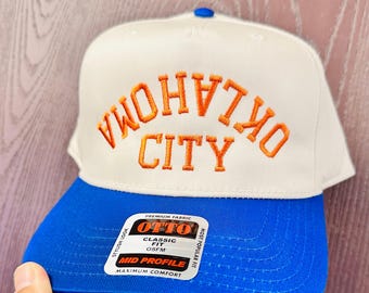 Custom Upside Down City or Text Hat: Embroidered Rally Baseball Cap