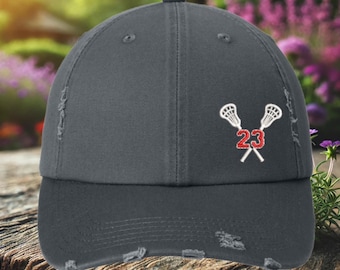 Lacrosse Number Hat | Distressed Cap | Lacrosse Player Hat | Lacrosse Lover hat | Lacrosse Mom Gift | Lacrosse Team Hat | Lax Game Cheering