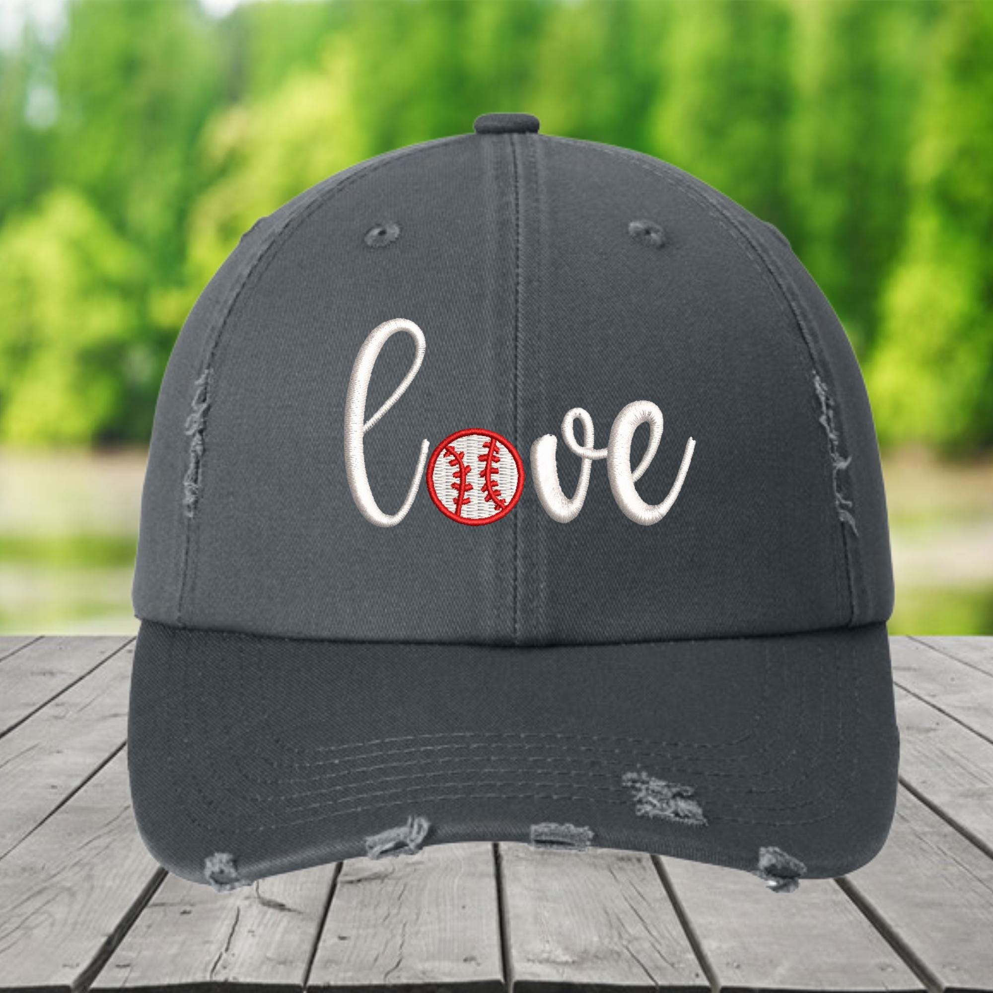 New Custom Designed Stone Distressed Baseball Cap with All You Need is Love What Is Love? Distressed Cap – Montresto main image 2