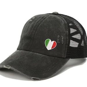 Italy heart hat, offset Italy heart criss-cross hat,Italy trip hat, Italy gift, I love Italy clothing, Italy vacation gift