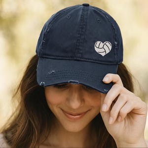Volleyball Heart Hat: Distressed Cotton Sports Cap