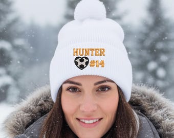 Personalized Soccer Beanie: Embroidered Name & Number, Sports Mom Gift