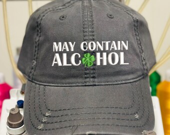 May Contain Alcohol Hat, Funny St. Patrick's Day Drinking Cap