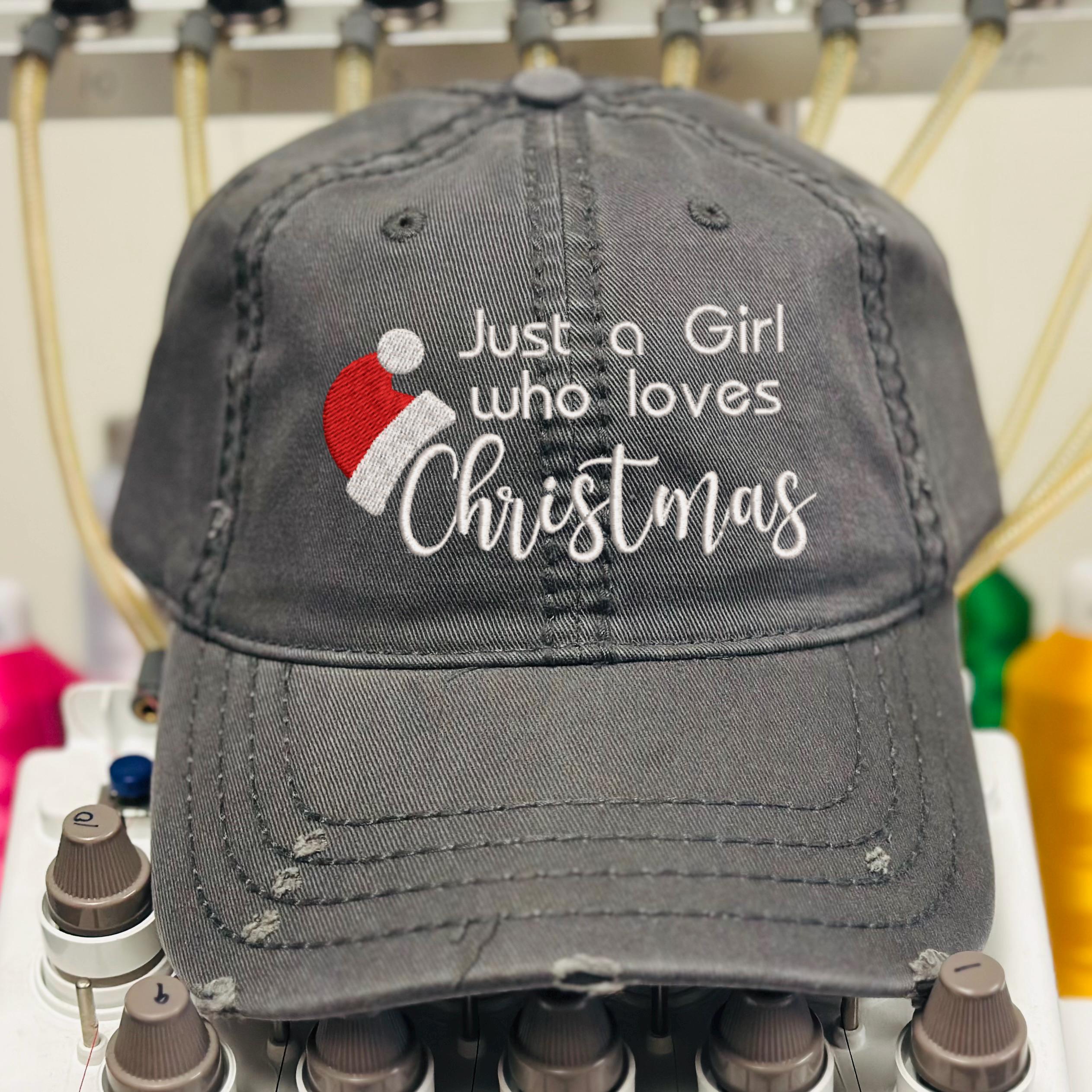 Just a Girl Who Loves Christmas Hat, Embroidered Holiday  display picture 1