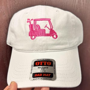 Golf Cart Embroidered Hat, Ladies Golf Hat, Gift for Golfer, Golfer Birthday Gift,Golf Lover Gift, Golf Course Cap, Golfing Apparel