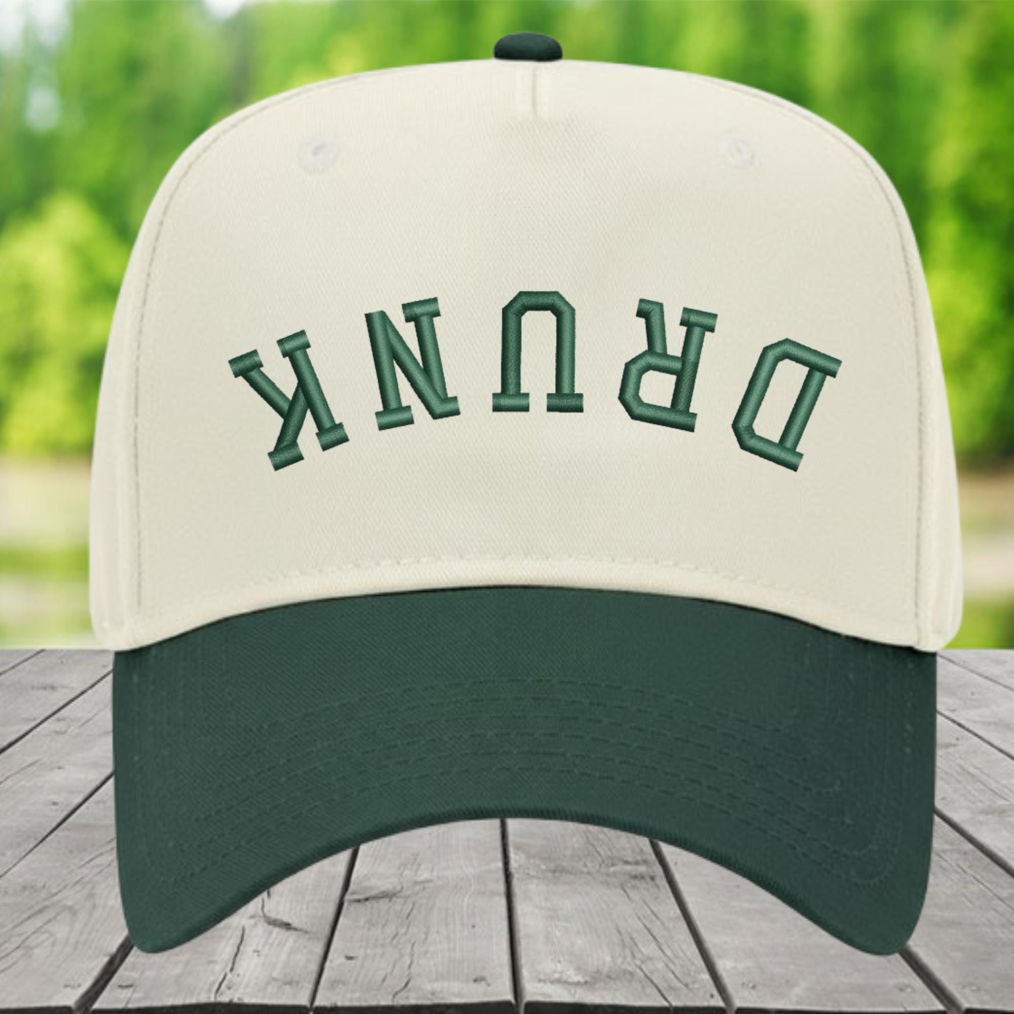 Embroidered Drunk Upside Down Trucker Hat: Funny Two-tone  display picture 3