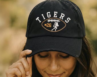 Girls Flag Football Hat with Name and Number, Sports Gift