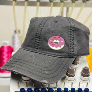 Donut Embroidered Hat, Donut Hat, Gift for Donut Lover ,Donut Shop Hat ,Bakery Shop Hat, Coffee Shop Hat, Foodie Fashion, Sweet Treat Hat