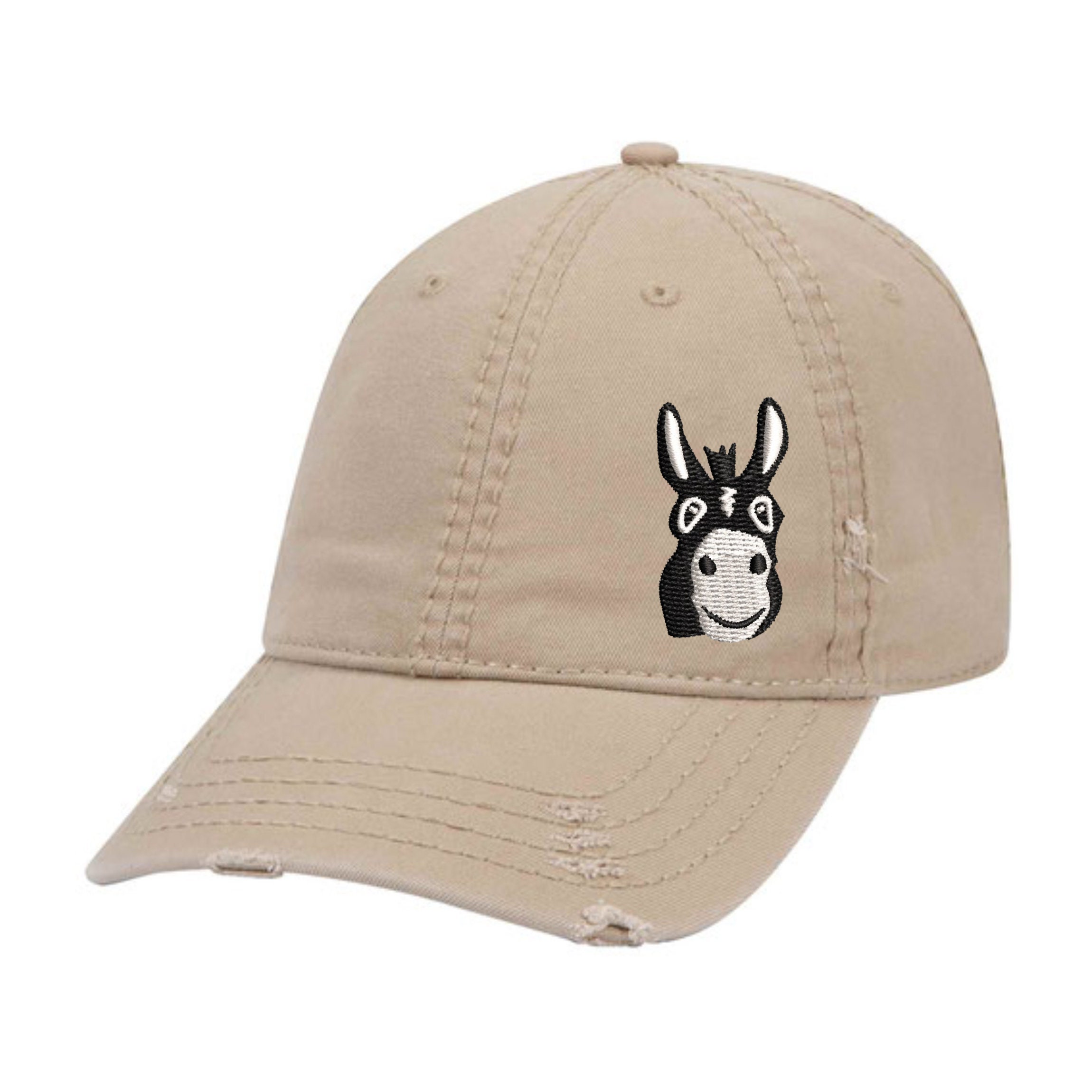 Embroidered Donkey Distressed Baseball Hat: Farm Animal  display picture 3
