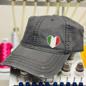 Italy Heart Hat, Embroidered Italian Flag Baseball Cap