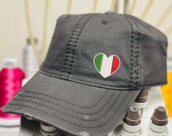 Italy Heart Hat, Embroidered Italian Flag Baseball Cap