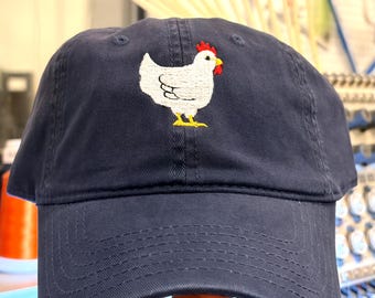Embroidered Chicken Hat: Farm Animal Cotton Cap