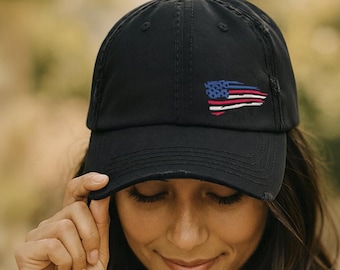Distressed American Flag Hat: Embroidered Patriotic Baseball Cap