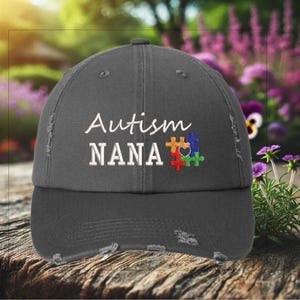 Autism nana Hat, autism gift, distressed cap, autism papa hat, autism awareness hat, autism support hat, autism acceptance hat