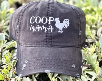 Coop Mama Chicken Hat: Distressed Cotton Farm Animal Cap