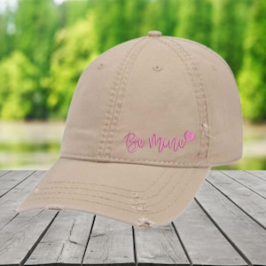 Be Mine Hat, Valentines Day Hat,Valentine Gift, Cute Valentine Gift for Her, Distressed Baseball Cap, Romantic Gift for Girlfriend