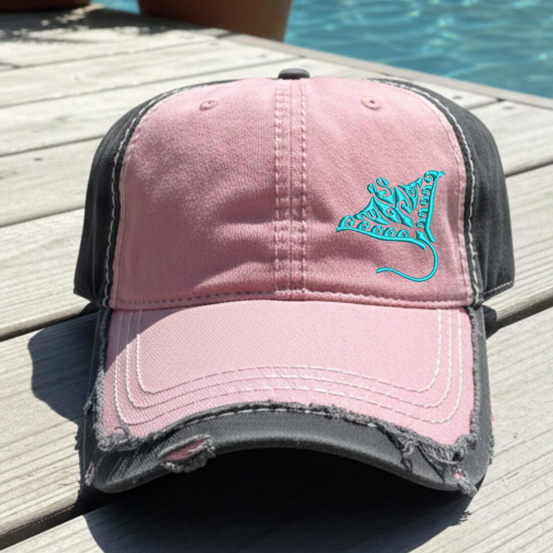 String Ray Hat Embroidered Stingray Distressed Hat: Ocean Lover Gift - Etsy