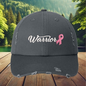 Cancer Warrior Hat, Distressed baseball cap, Cancer Fighter Gift,Pink Ribbon Hat, Breast Cancer Warrior, Cancer Awareness, Pink Ribbon Hat